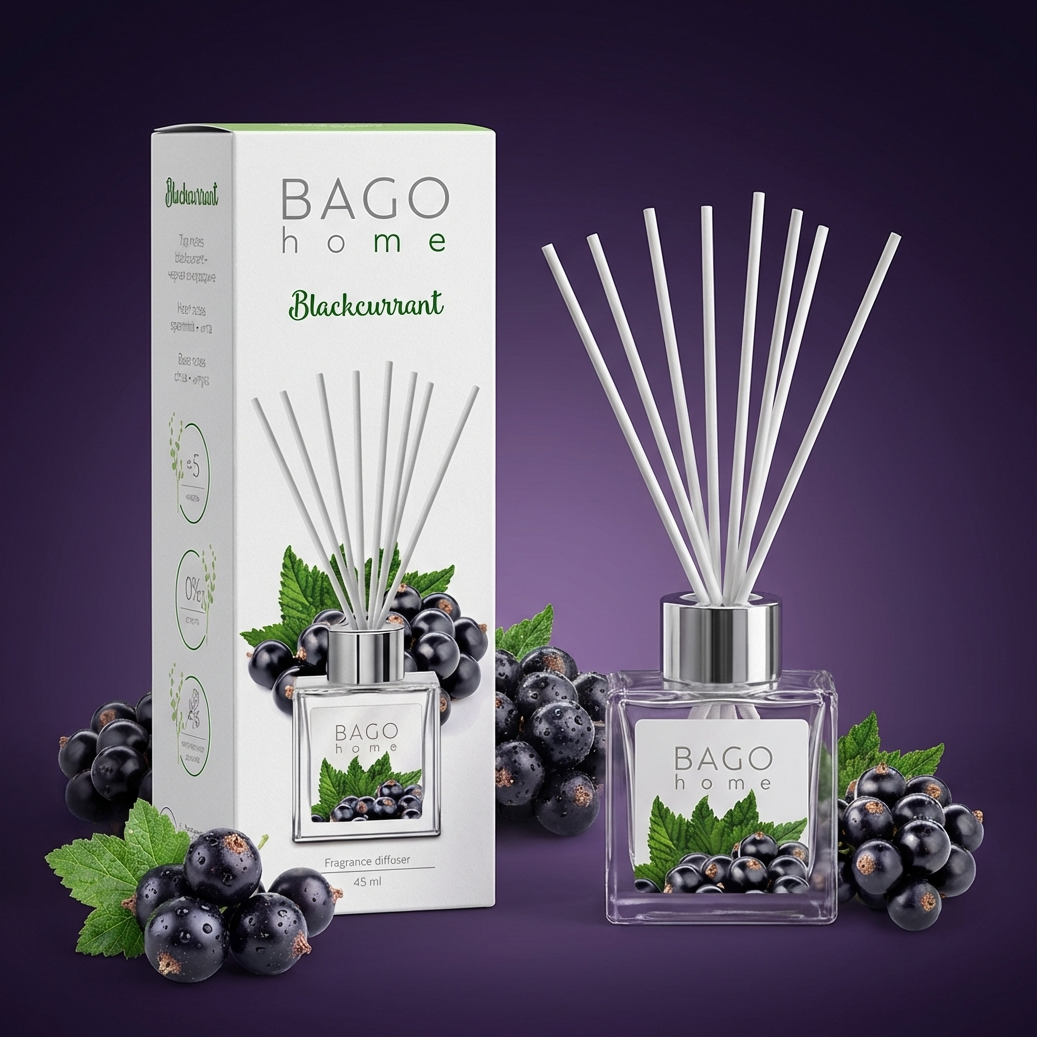 Изображение товара Ароматический диффузор Bago home Черная смородина 45 мл натуральный аромат для дома