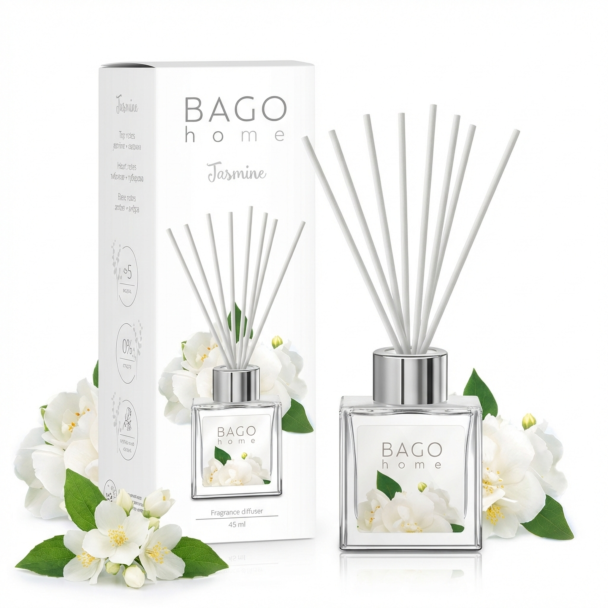 Изображение товара Ароматический диффузор Жасмин Bago home 45 мл натуральный аромат для дома и офиса