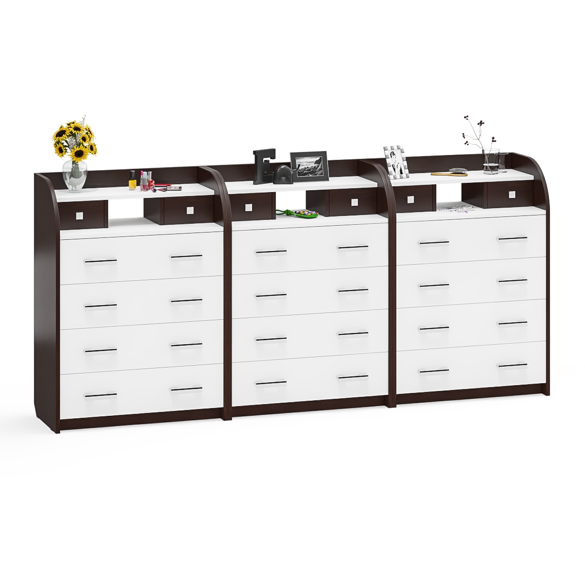 Изображение товара Комод МЕБЕЛЬНЫЙ ДВОР 3хК6 Венге/Белый шагрень - 6 ящиков, 3 модуля