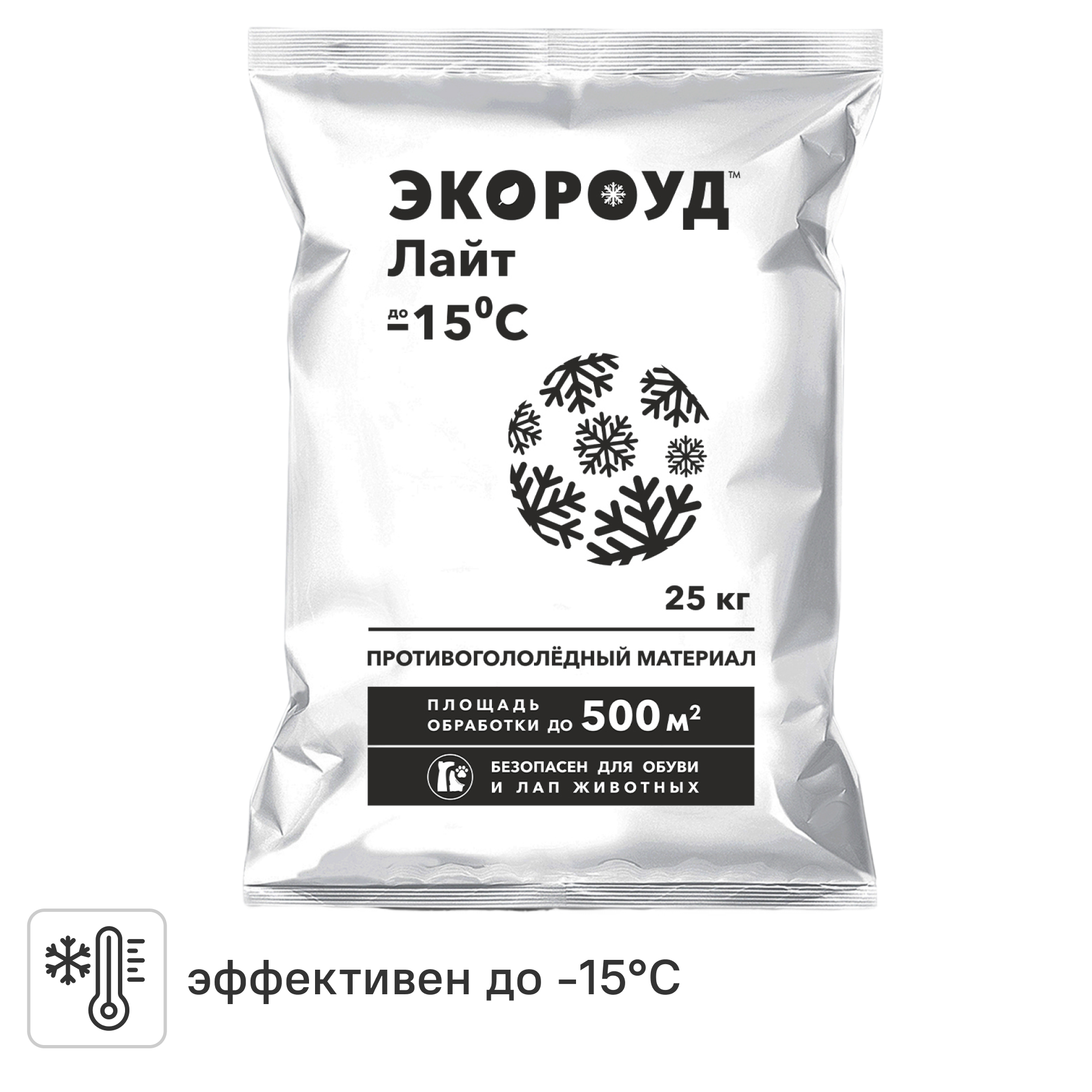 Изображение товара Противогололедные реагенты Экороуд Лайт 25 кг для обработки тротуаров и дорог