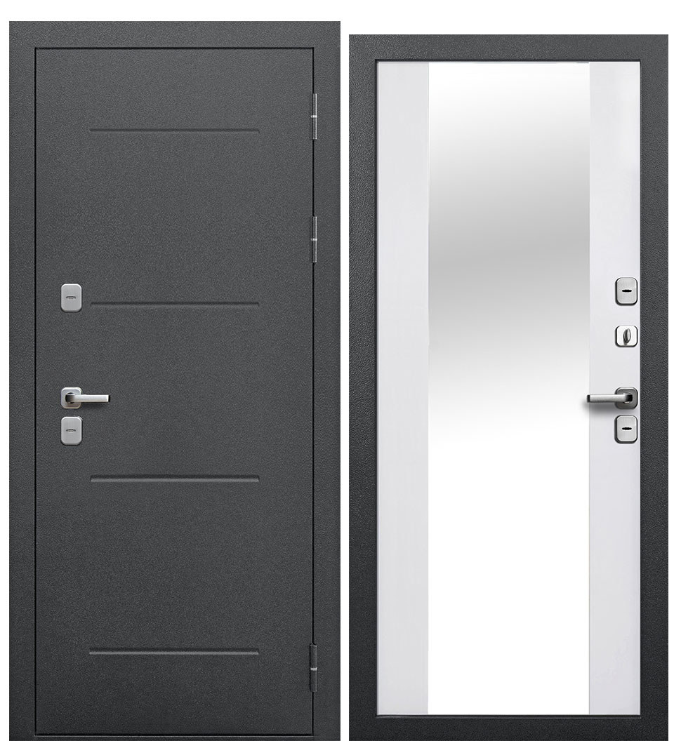 Изображение товара Входная дверь Foreman Ф-11 правый 205x86см цвет антик серебро/белый матовый с зеркалом