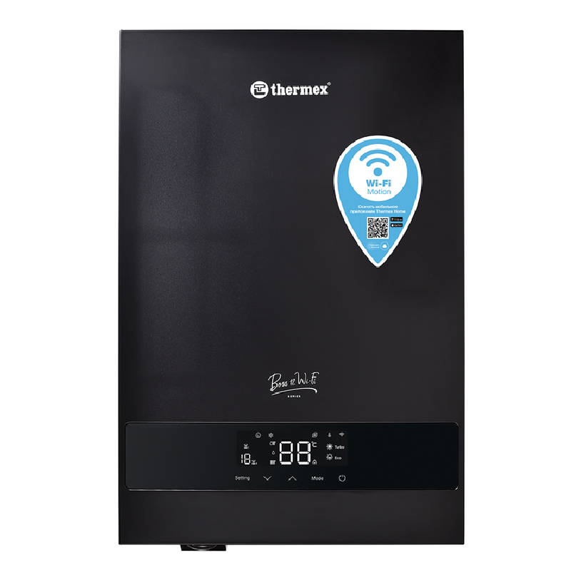 Изображение товара Электрический котел 12 кВт Thermex Boss 12 Wi-Fi (Black) 220 В одноконтурный настенный WI-FI