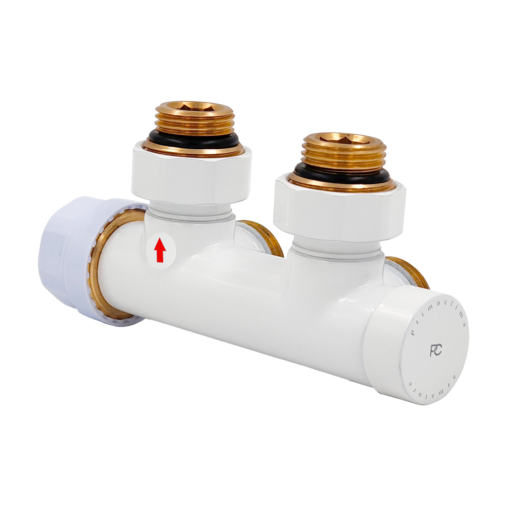 Изображение товара Угловой термостатический узел нижнего подключения Primoclima 1/2x3/4 белый