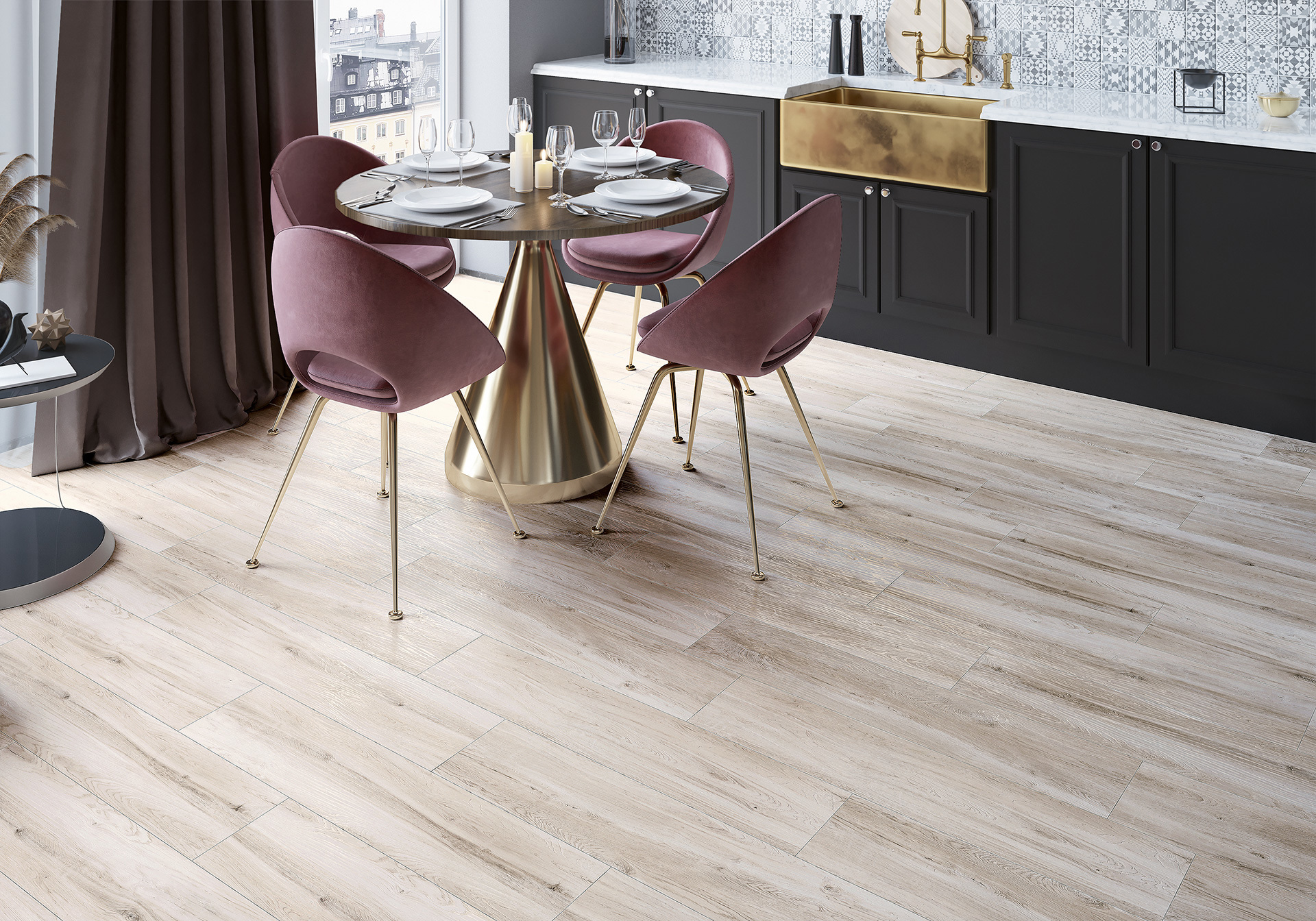 Изображение товара Керамогранит Alma Ceramica Bilbao 20x90 см коричневый, матовый, улучшающий интерьер