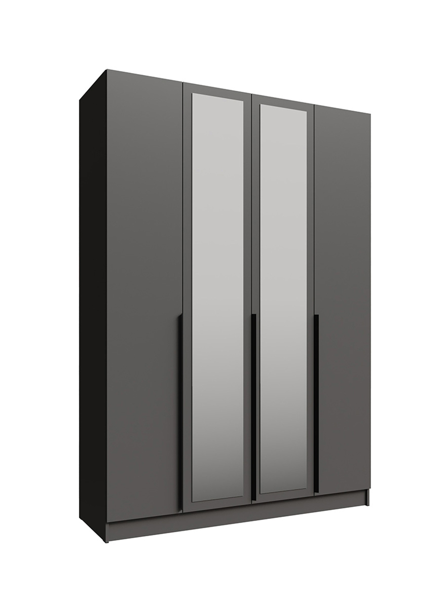 Изображение товара Шкаф распашной Тэкс Мадрид с 4 дверями и зеркалом 160x230x52 см ЛДСП цвет графит