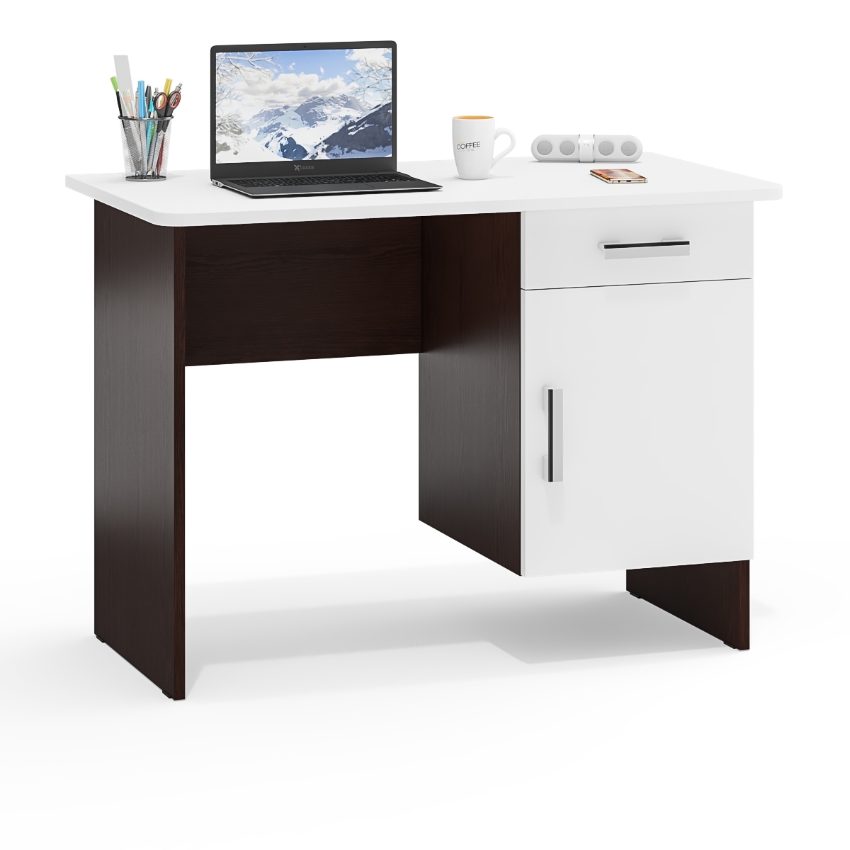 Изображение товара Стол письменный Мебельный двор С-МД-1-09 105x75x57 см ЛДСП цвет венге/белый шагрень