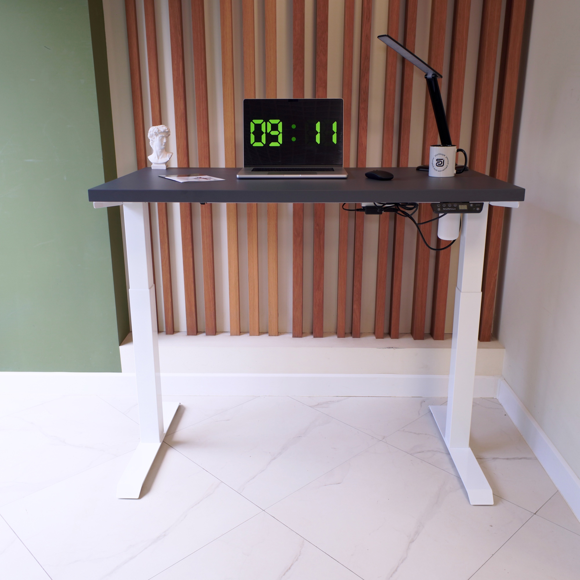 Изображение товара Стол STOLSTOYA SE211 Регулировка высоты МДФ 120x65 см сланцево-серый/белый