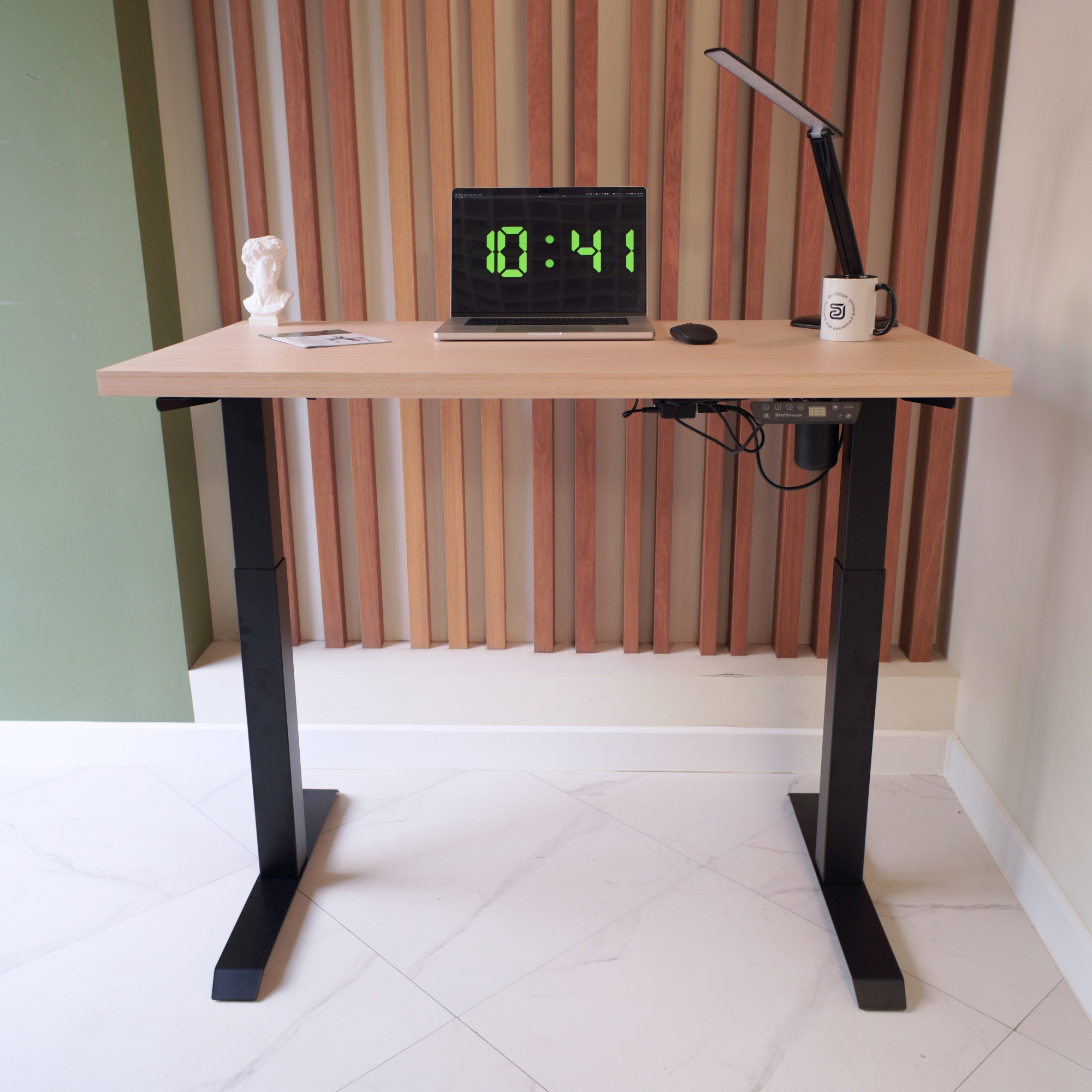 Изображение товара Стол для работы стоя STOLSTOYA SE211 МДФ беленый дуб/черный