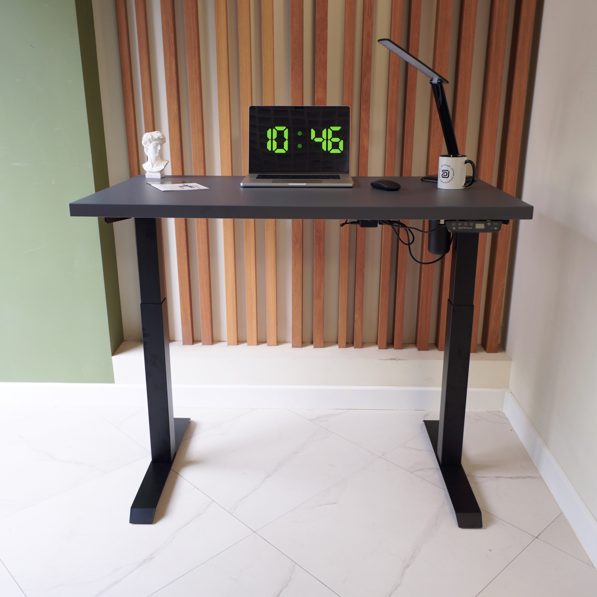 Изображение товара Стол компьютерный Stolstoya Se 211 140x121x70 см МДФ цвет сланцево-серая/черный