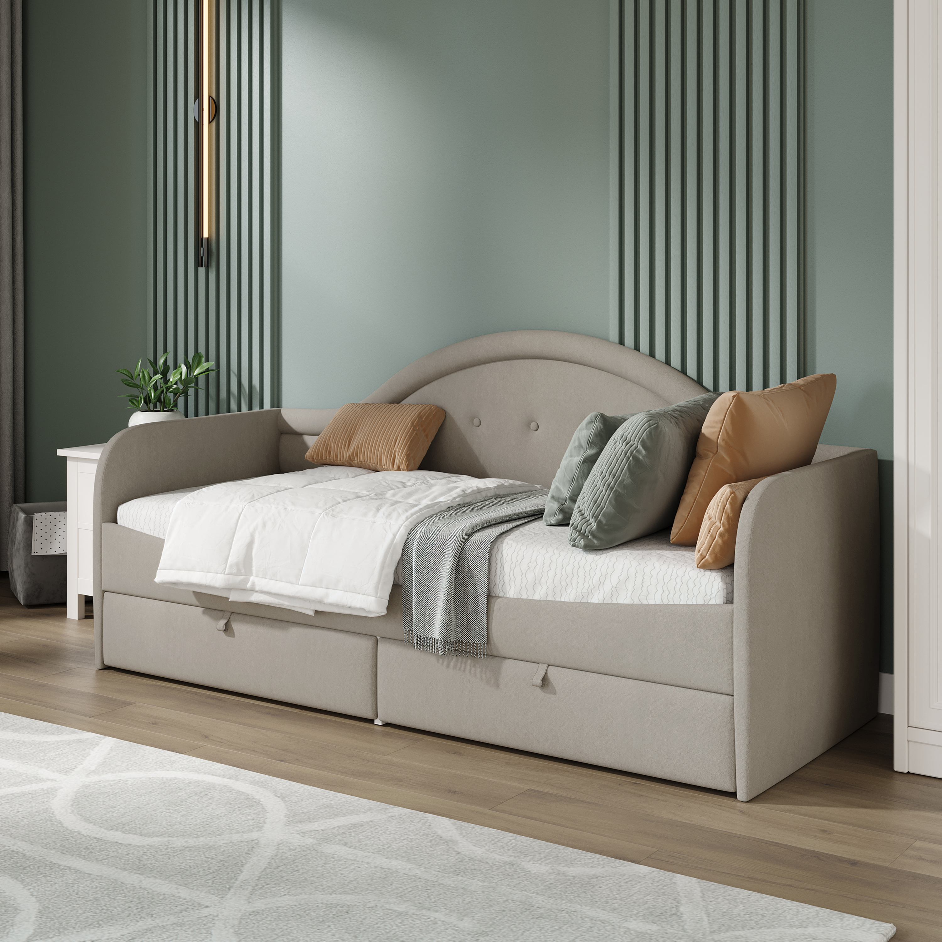 Изображение товара Кровать Трия Адель с мягкой спинкой 205x100x85 см ЛДСП цвет мокко