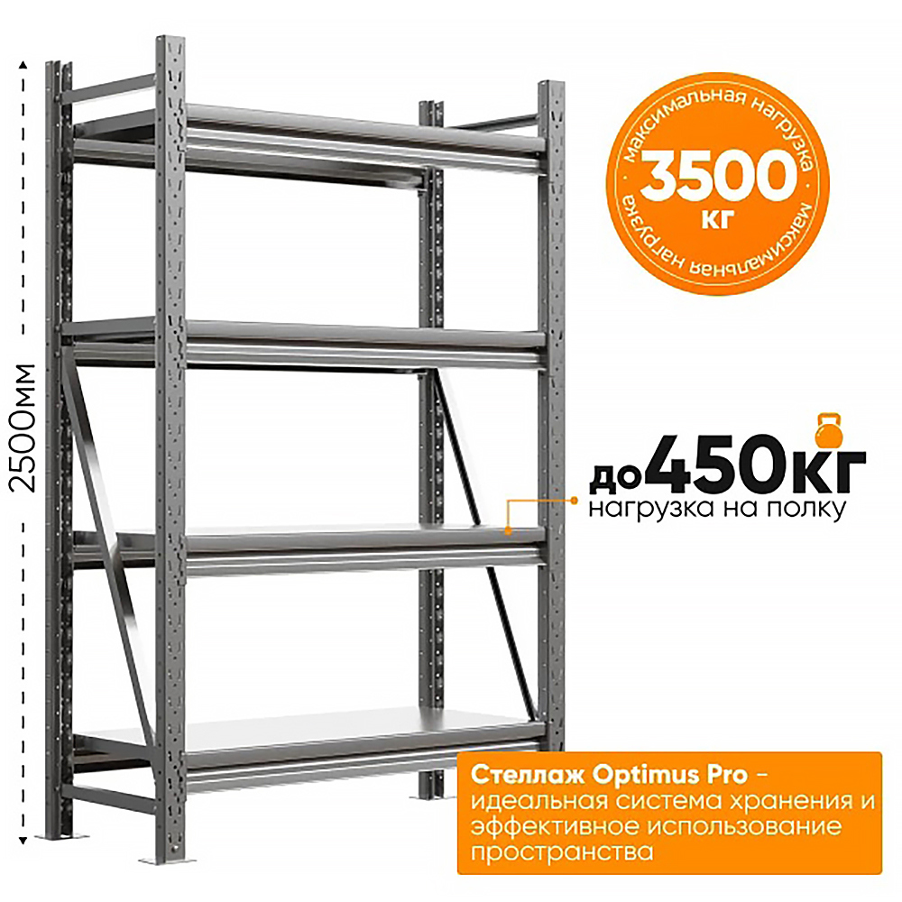 Изображение товара Стеллаж металлический Ironmebel Optimus Pro H-2500 Zn 4 полки 120x250x50 Изображение товара Стеллаж металлический Ironmebel Optimus Pro H-2500 Zn 4 полки 120x250x50