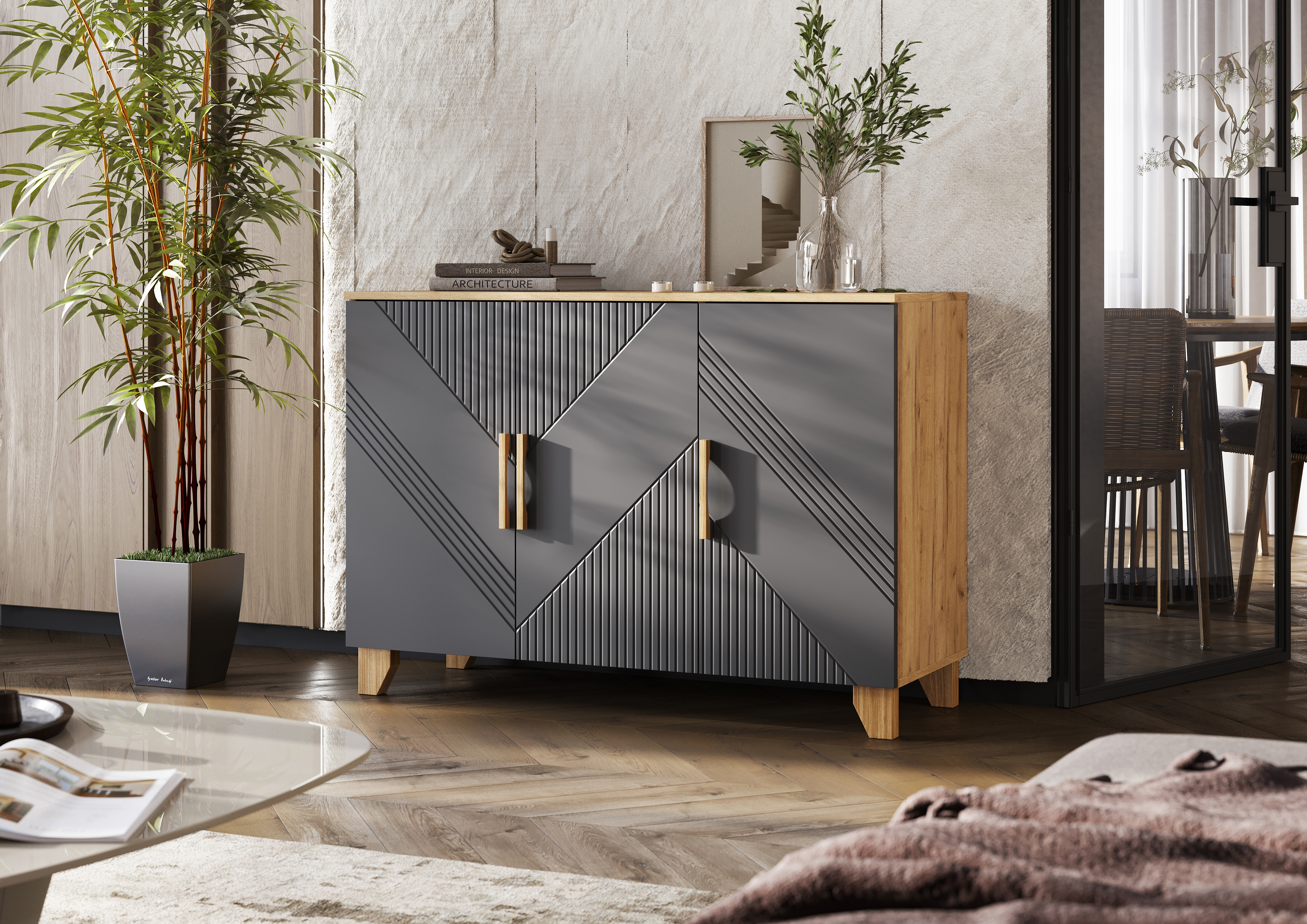 Изображение товара Комод Миф Ирис 120x44x83 см ЛДСП цвет браш графит