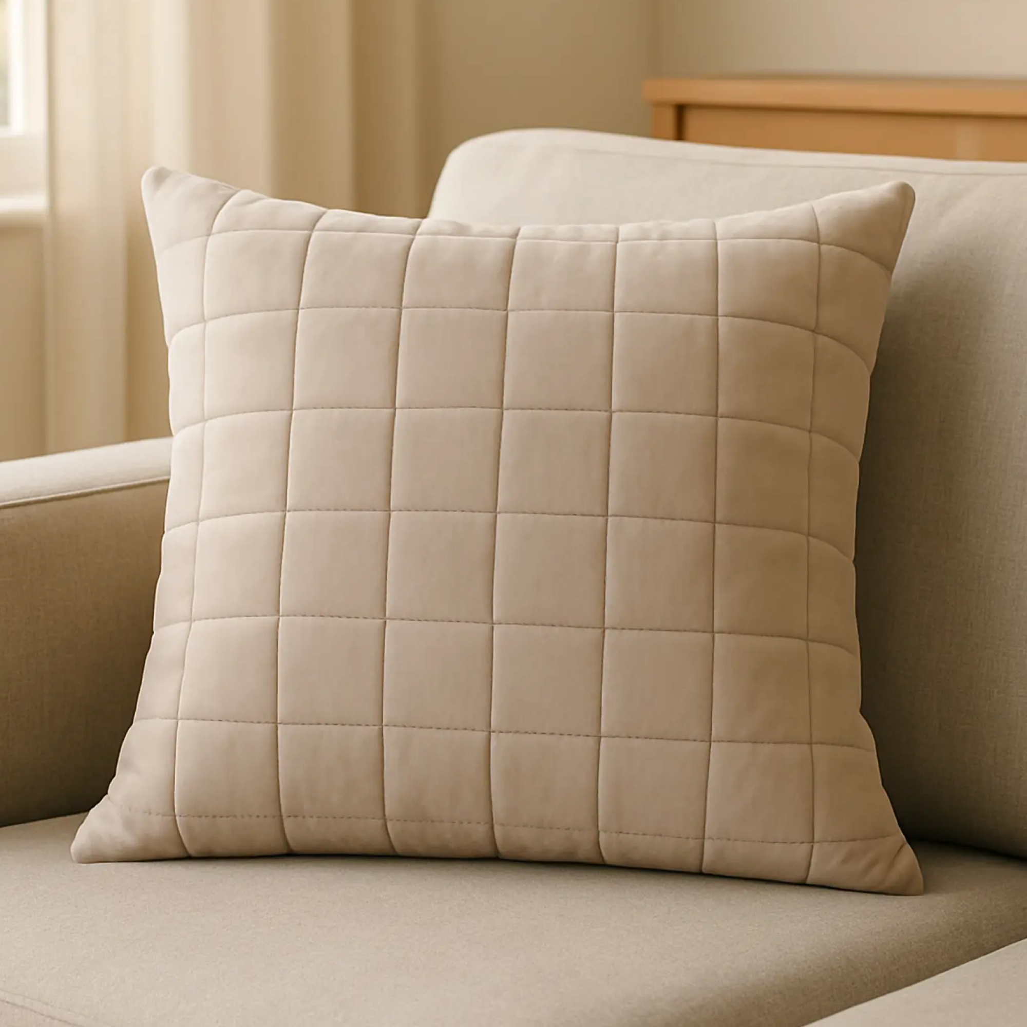 Изображение товара Декоративная подушка Inspire Etna 50x50 см велюр бежевый современный дизайн Изображение товара Декоративная подушка Inspire Etna 50x50 см велюр бежевый современный дизайн