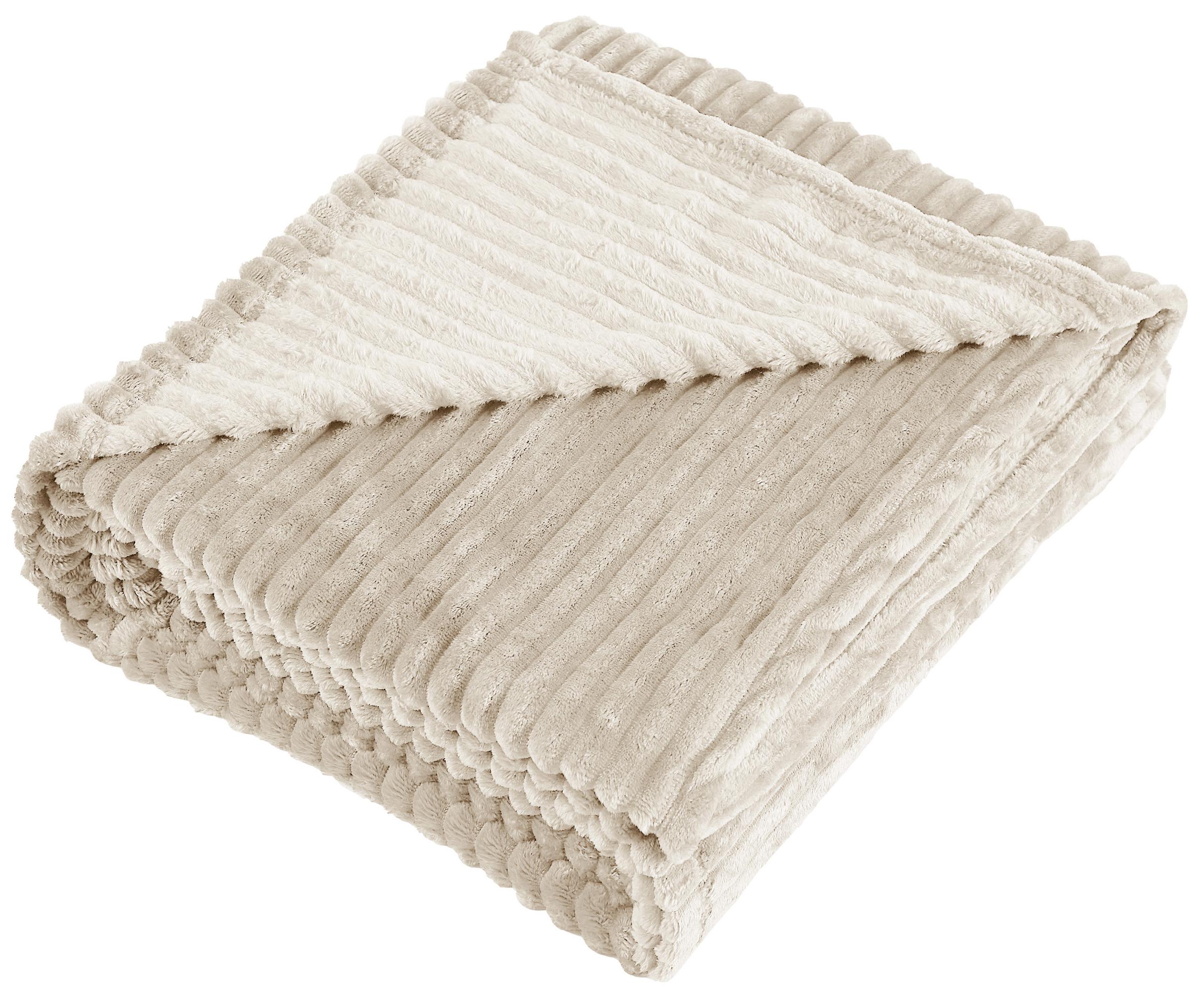 Изображение товара Плед Line 150x200 см велсофт бежевый дизайнерский для дома