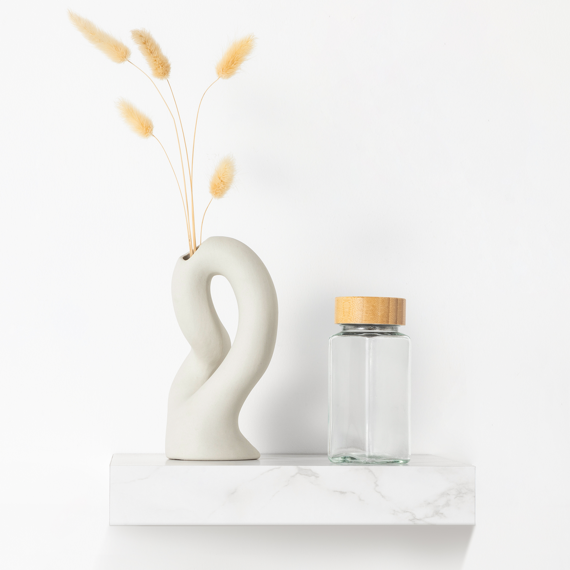 Изображение товара Настенная полка KONSENSA 23x23.5 см со скрытым креплением МДФ цвет светлый мрамор