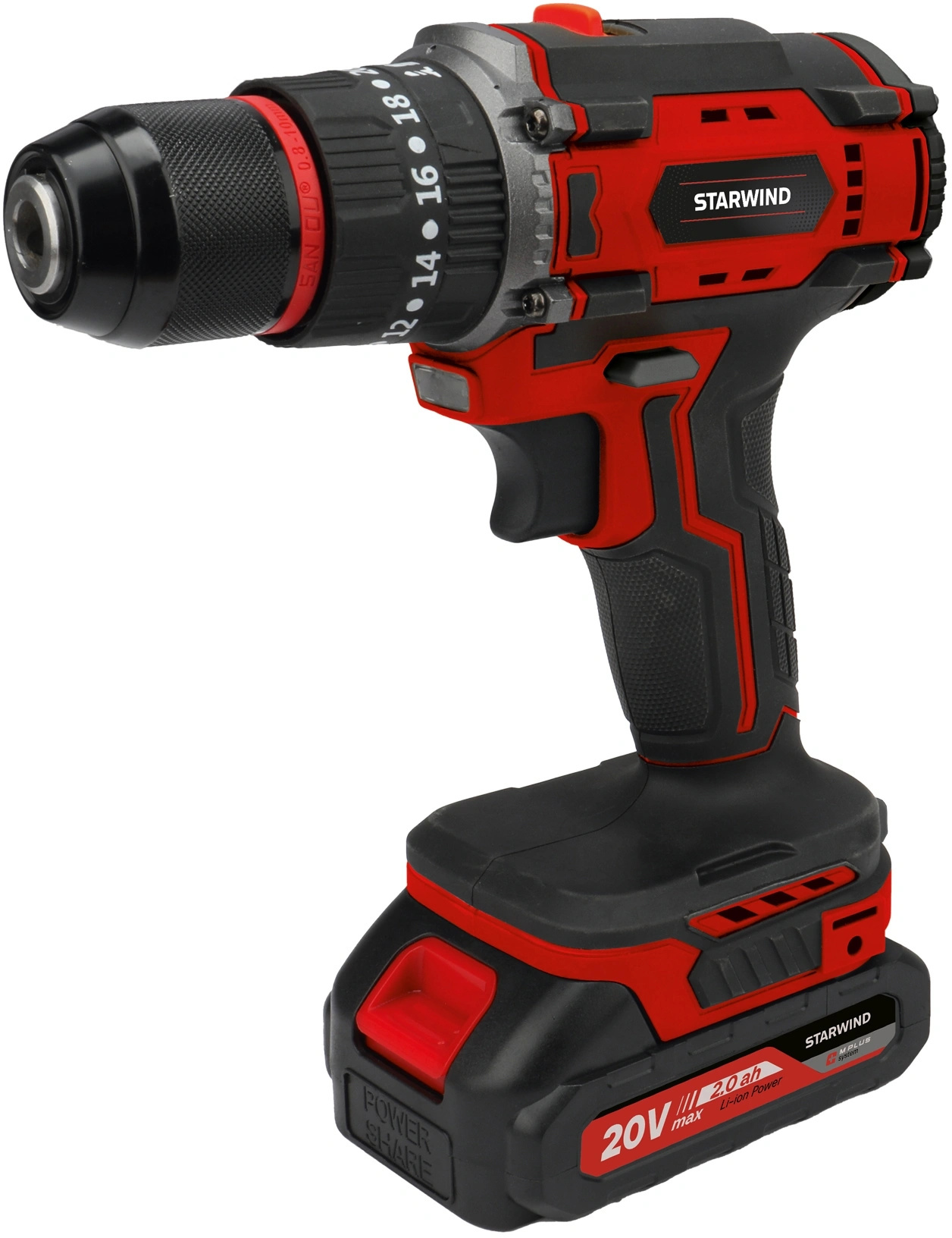 Изображение товара Дрель-шуруповерт аккумуляторная Starwind CD20-2.0/2.0hS1, 2x2 Ач