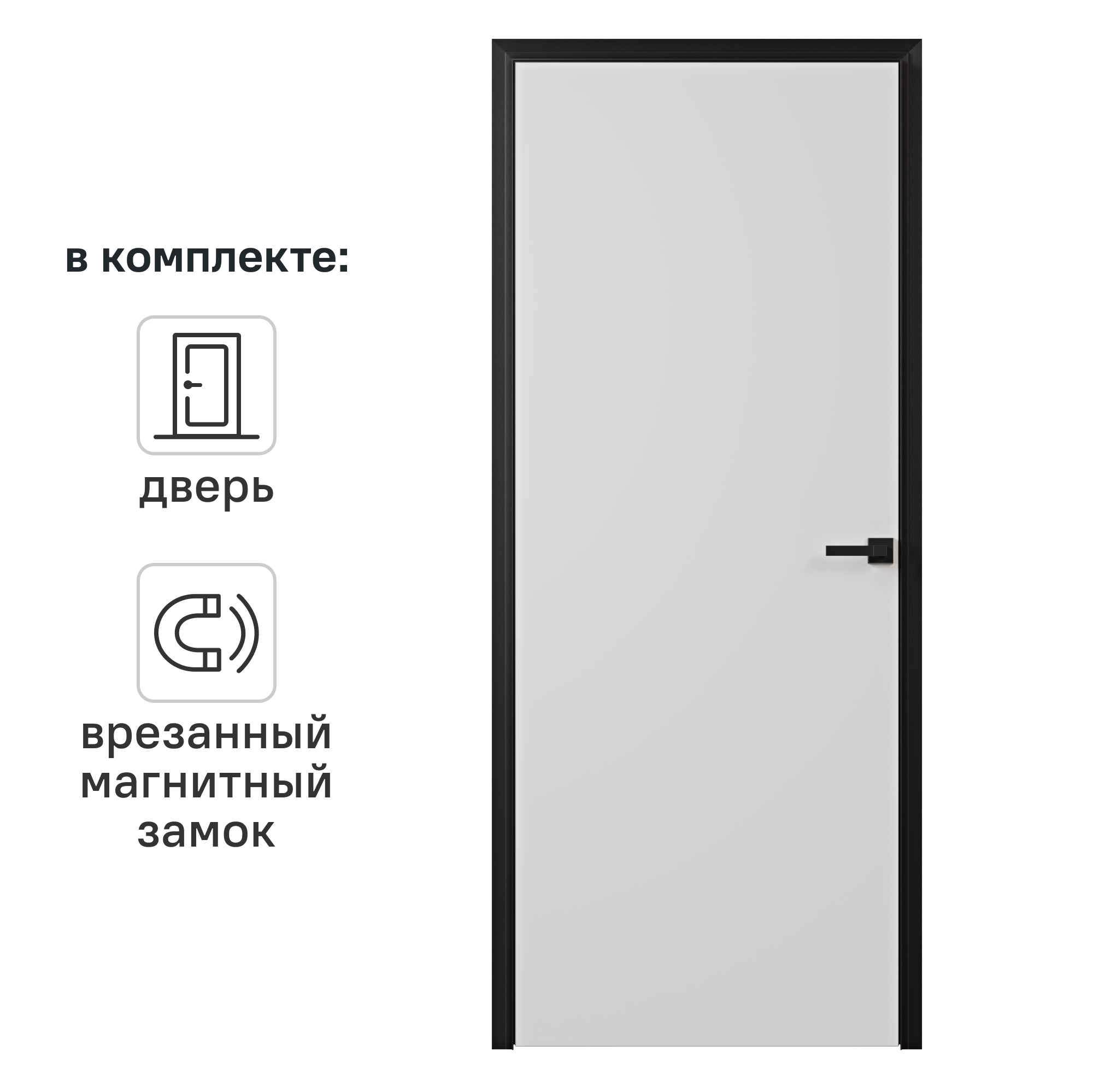 Изображение товара Дверь Invisible Глухой 90x210 см Белый с черной кромкой