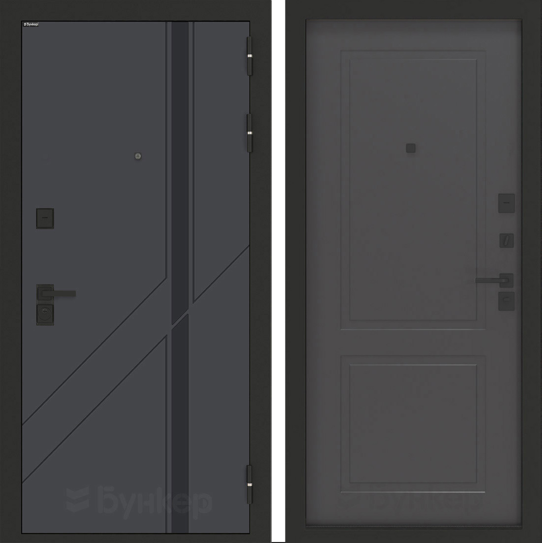 Изображение товара Входная дверь ДВЕРИ БУНКЕР BN-12 с панелью ФЛ-609, Веллюто оскуро/муар черный матовый