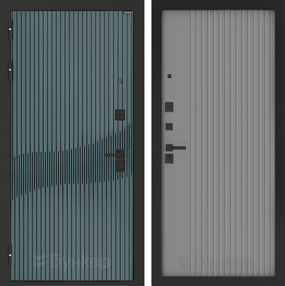 Изображение товара Входная дверь Бункер BN-13 с панелью Хомс левый 205x96см цвет веллюто верде/серый софт