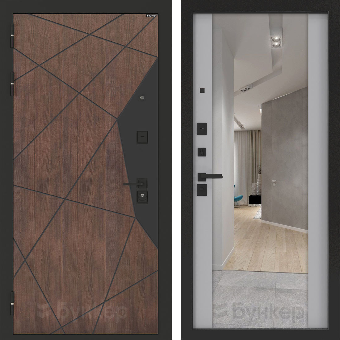 Изображение товара BN-14 с панелью ФЛЗ-1 | Входная дверь Бункер, 205x88 см, орех американский