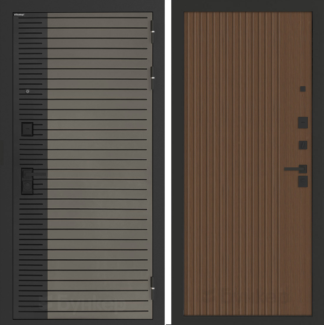 Изображение товара Входная дверь Бункер BN-15 с панелью Хомс правый 205x88см цвет веллюто кофе/дуб кантри