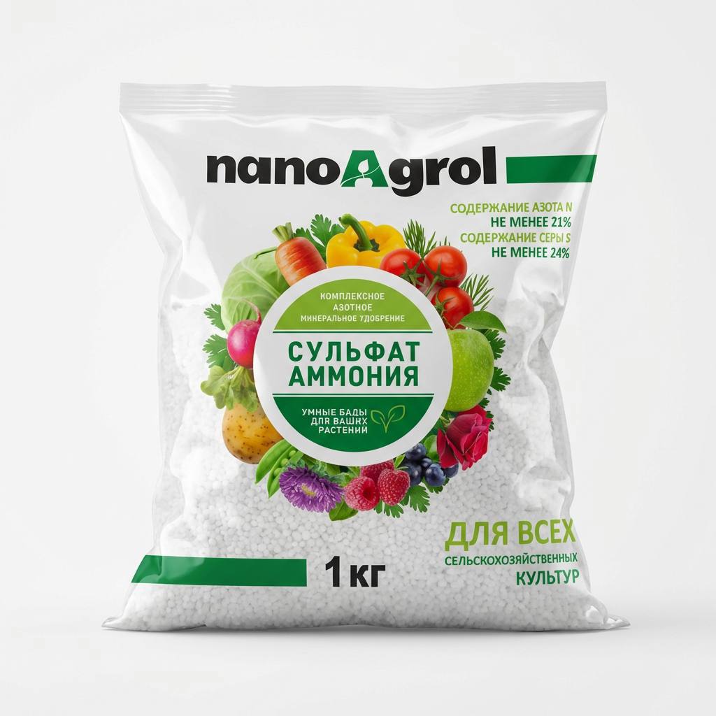 Изображение товара Удобрение Nano Agrol Сульфат аммония 1 кг для быстрого роста растений Изображение товара Удобрение Nano Agrol Сульфат аммония 1 кг для быстрого роста растений