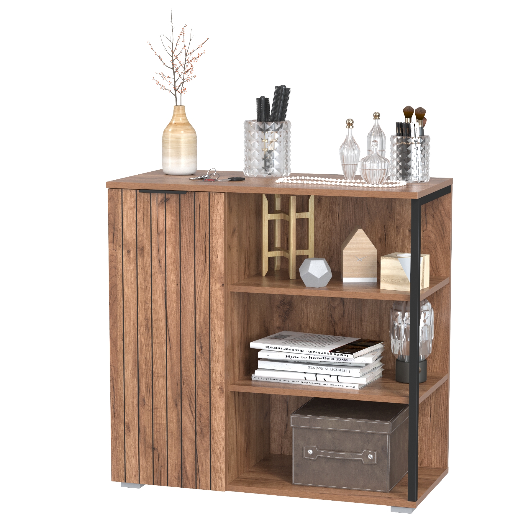 Изображение товара Комод-стеллаж MOBI Гранд 16.222 — дуб крафт табачный/черный