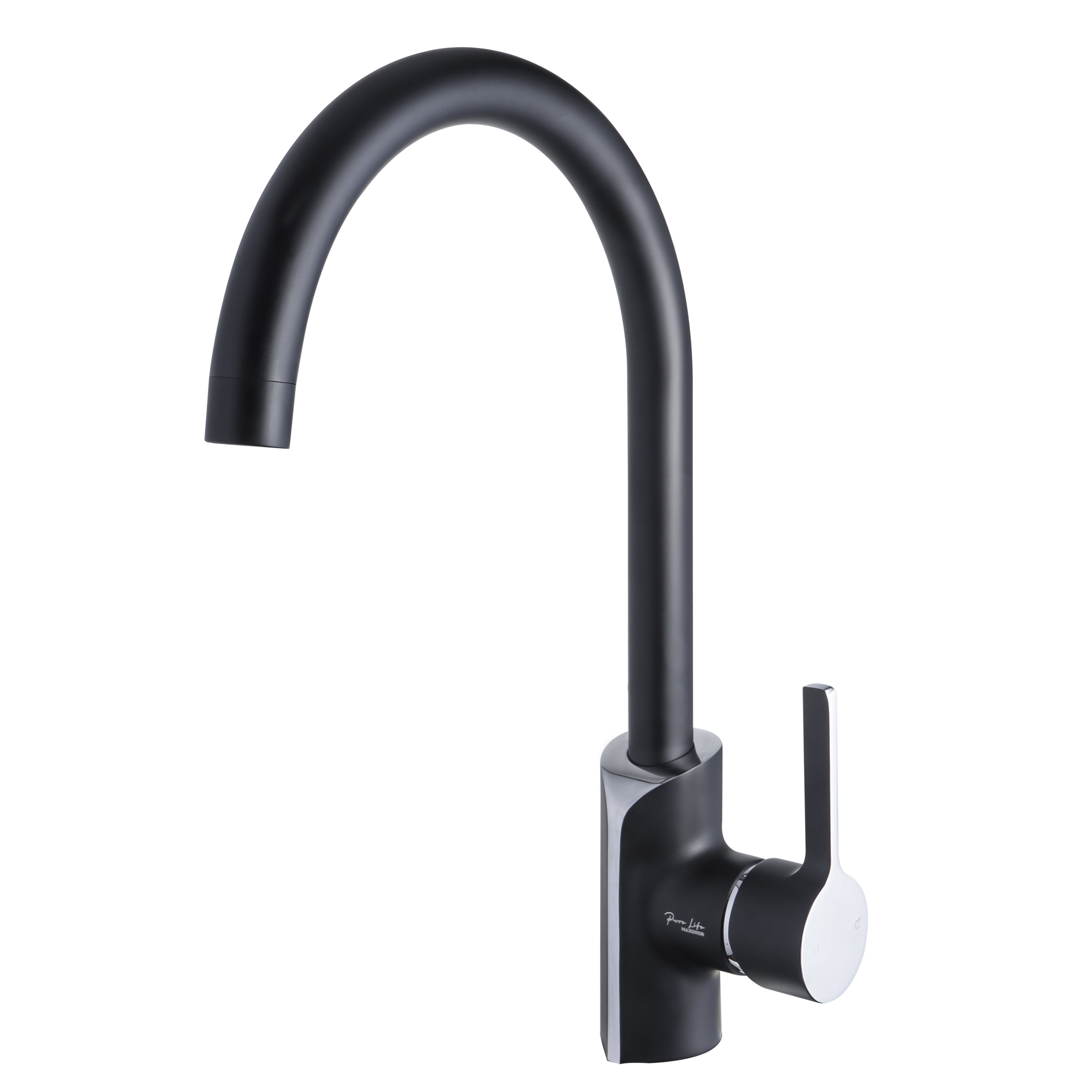 Изображение товара Смеситель для кухни Maxonor pure life PL4093-7 поворотный излив 25.3 см цвет черный матовый
