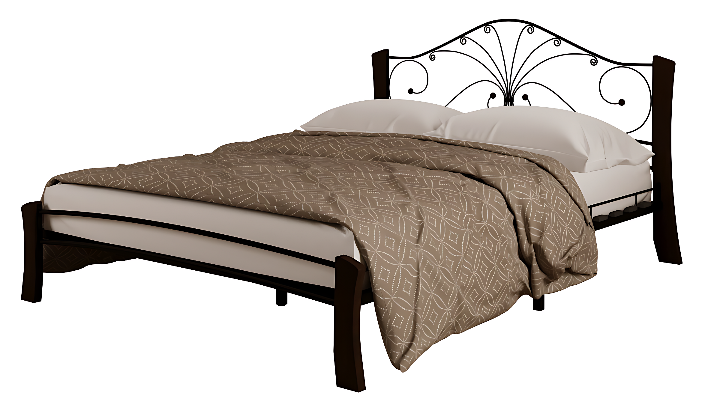 Изображение товара Кровать Фортуна металлическая с деревянными ножками 138.5x106.8x209 см современный стиль