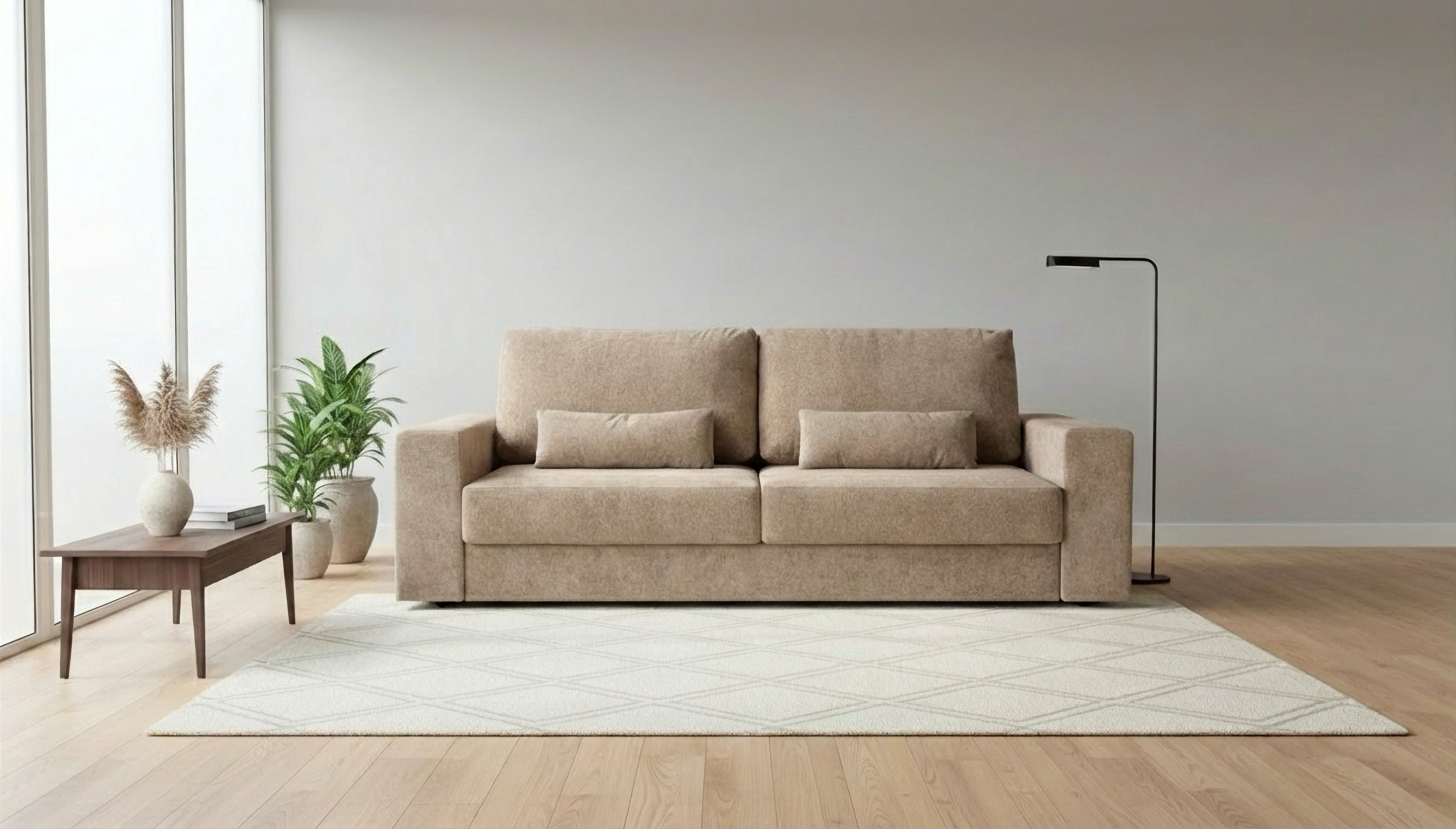 Изображение товара Диван раскладной Мафтин Байнауш 246x92x112 см велюр цвет бежевый fjord 290