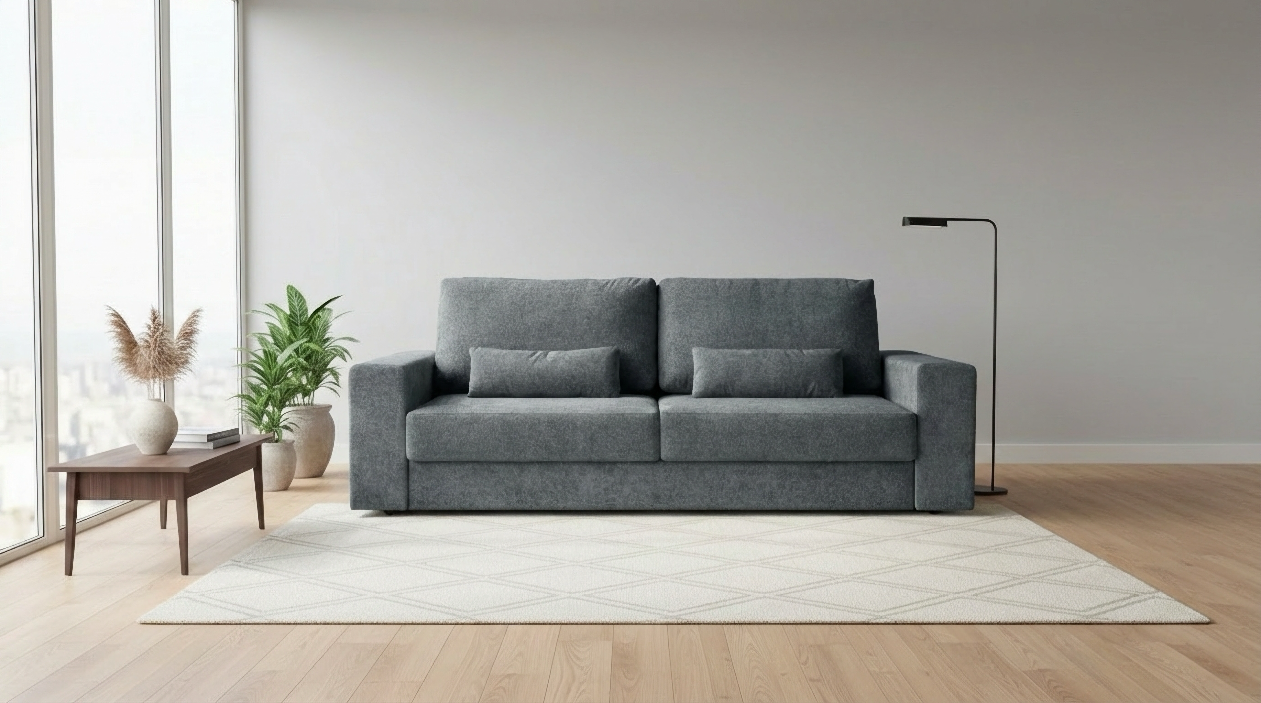 Изображение товара Диван раскладной Мафтин Байнауш 246x92x112 см велюр цвет темно-серый fjord 996