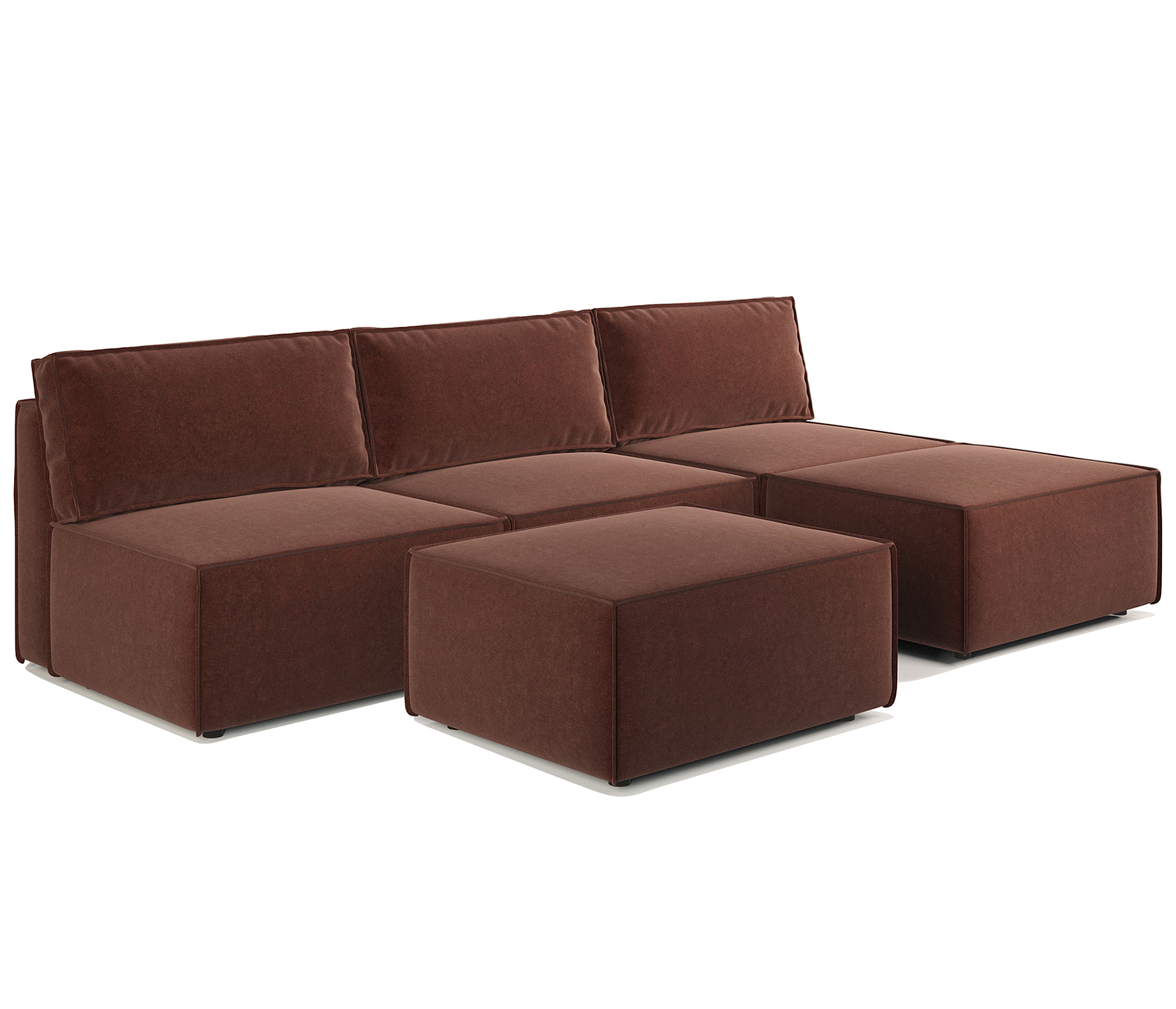 Изображение товара Диван ГАММА правый модульный 285x75 см велюр дрим шоколад