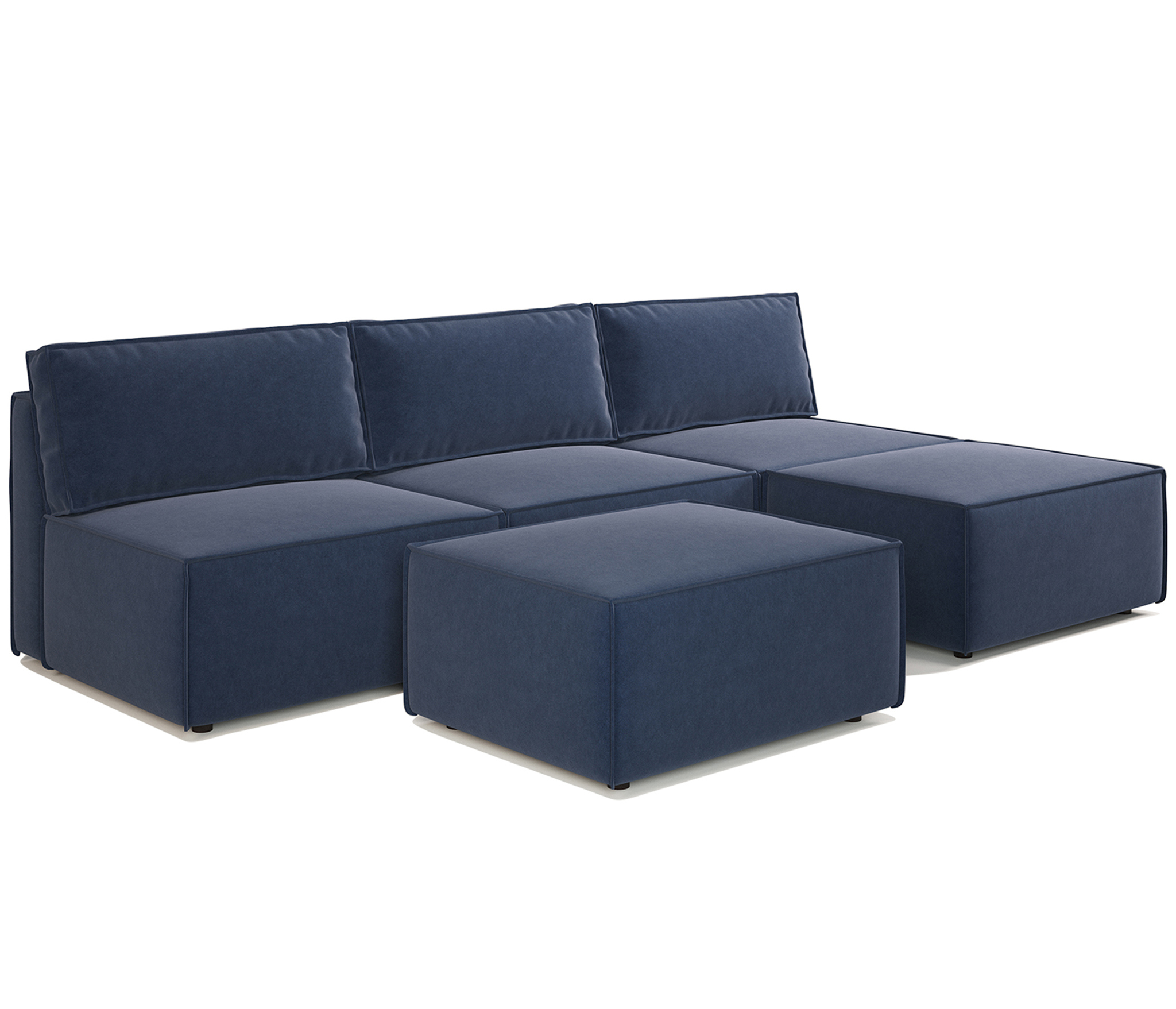 Изображение товара Диван модульный Гамма правый 285x70x75 см велюр цвет ультра миднайт