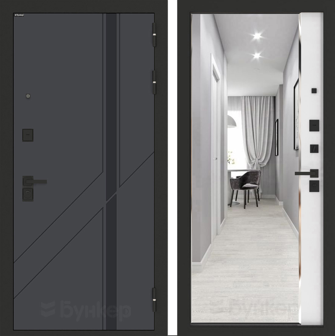 Изображение товара Входная дверь ДВЕРИ БУНКЕР BN-12 с панелью ФЛЗ-618, Веллюто оскуро, правый opens