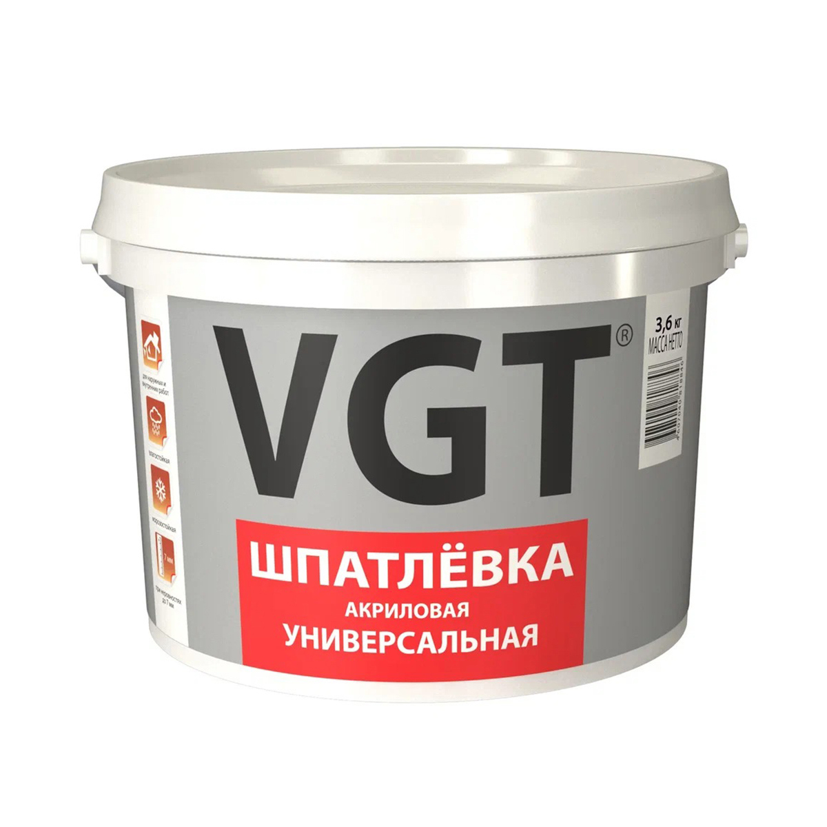 Изображение товара Шпатлевка универсальная акриловая VGT 3.6 кг