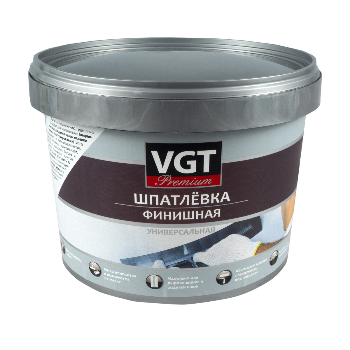 Изображение товара Акриловая финишная шпатлевка VGT Premium 3,6 кг для внутренних работ