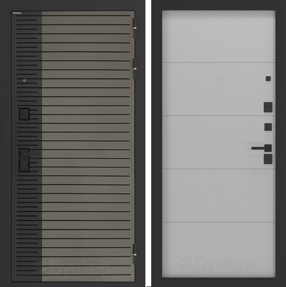 Изображение товара Входная дверь Бункер BN-15 с панелью ФЛ-649 — Веллюто кофе/Лайт грей софт