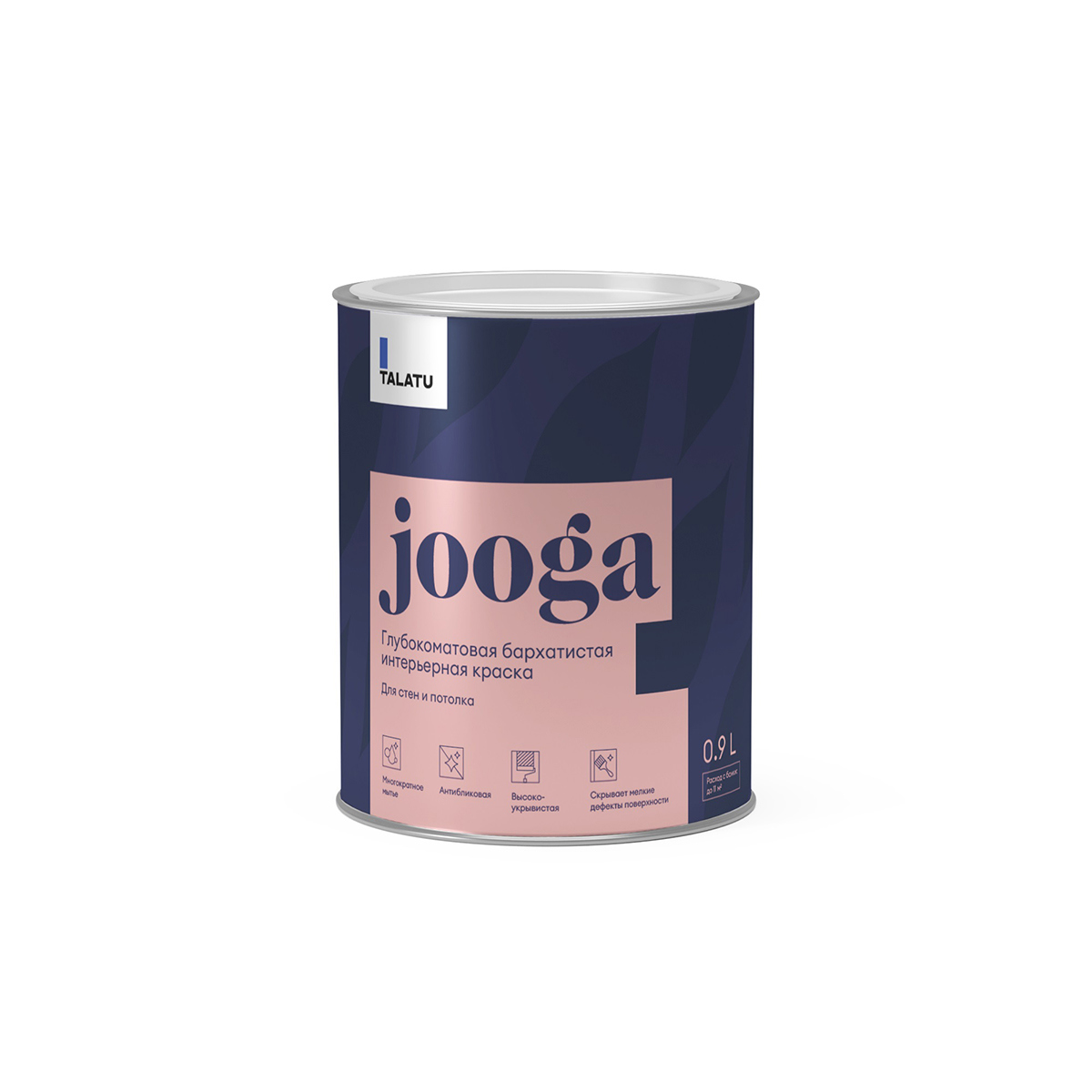 Изображение товара Глубокоматовая водно-дисперсионная краска Talatu Jooga 0, 9 л - моющаяся, без запаха