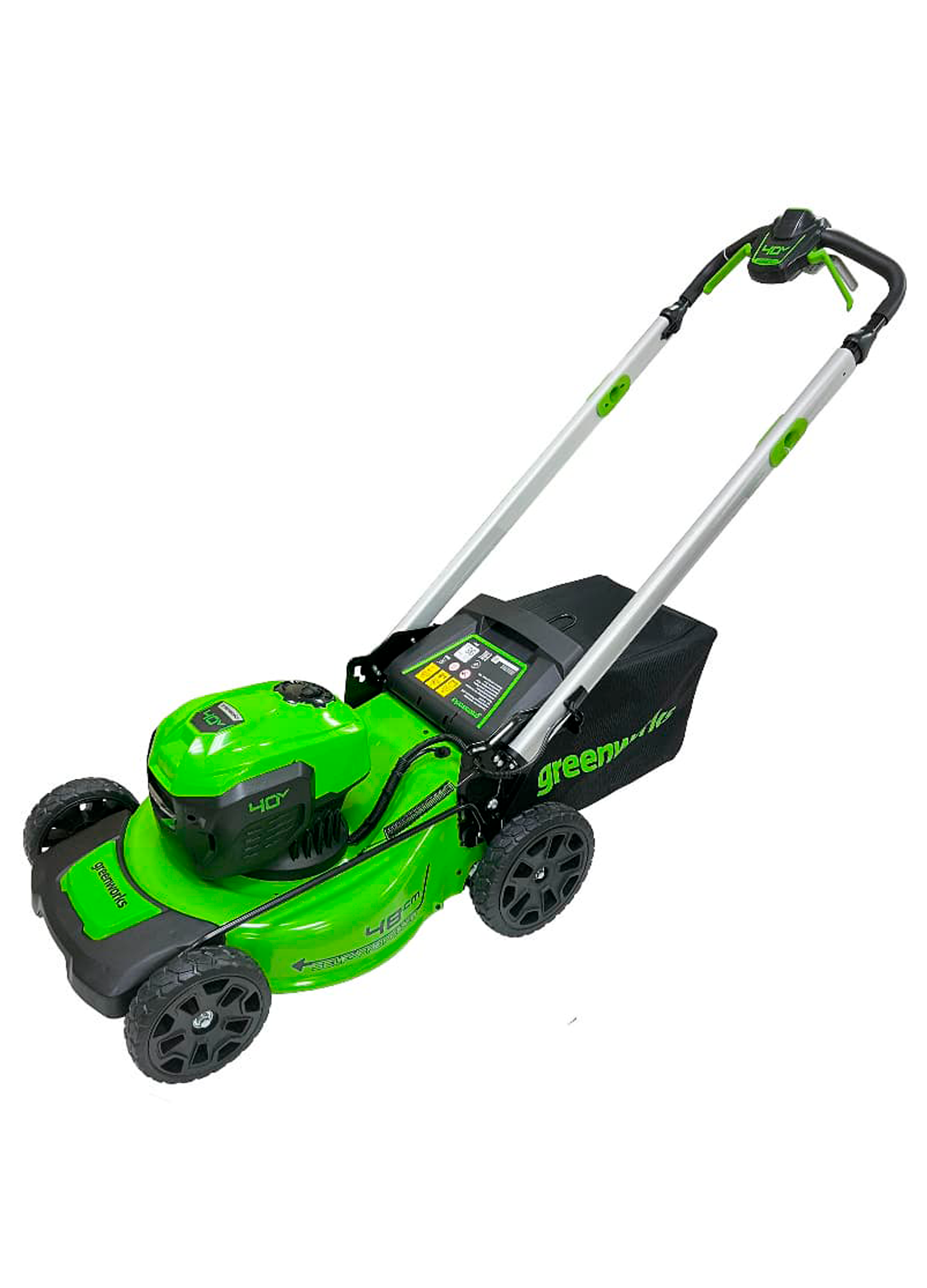 Изображение товара Аккумуляторная газонокосилка Greenworks GD40LM48SP 48 см, самоходная, бесщёточная Изображение товара Аккумуляторная газонокосилка Greenworks GD40LM48SP 48 см, самоходная, бесщёточная