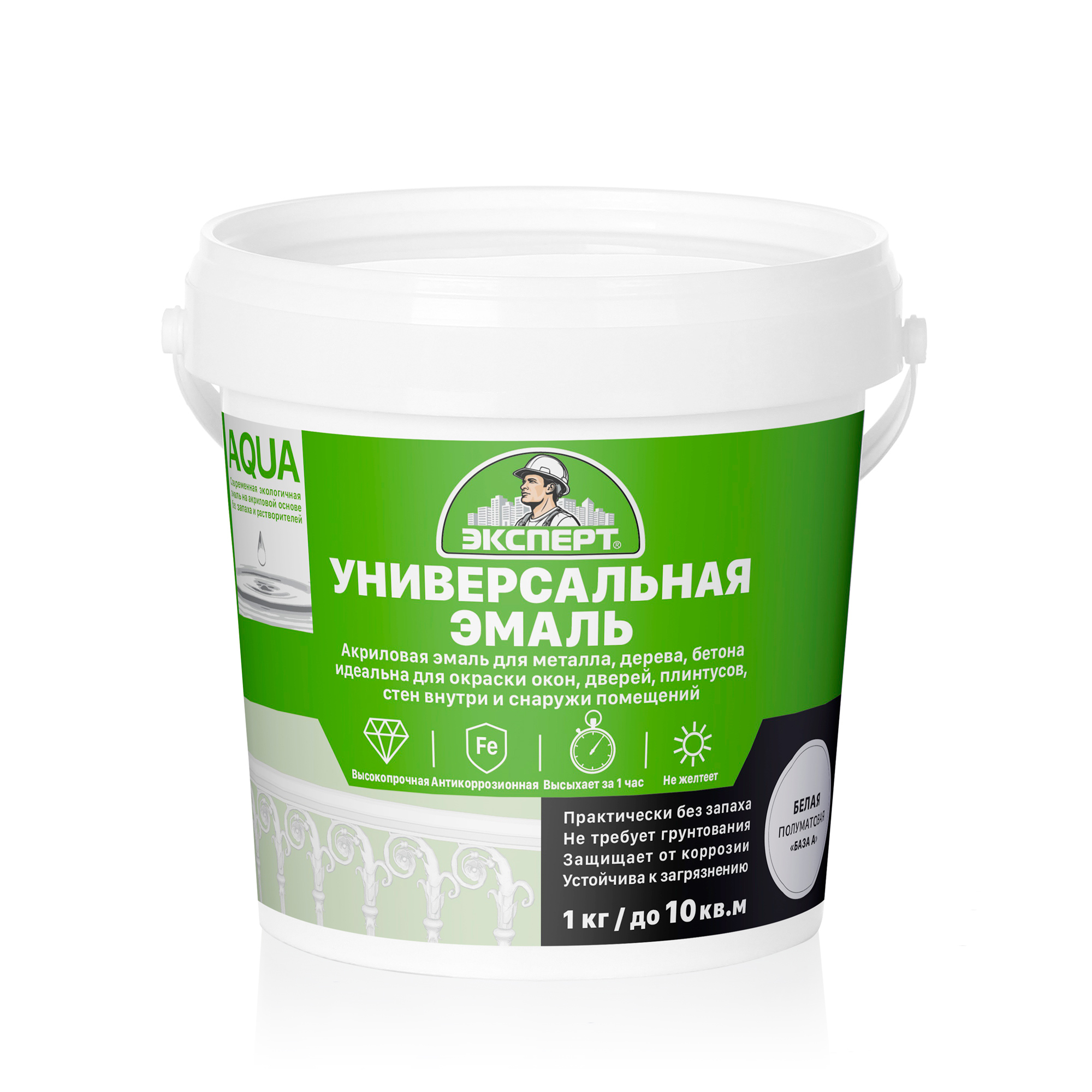 Изображение товара Эмаль Эксперт акриловая полуматовая цвет белый 1 кг Изображение товара Эмаль Эксперт акриловая полуматовая цвет белый 1 кг