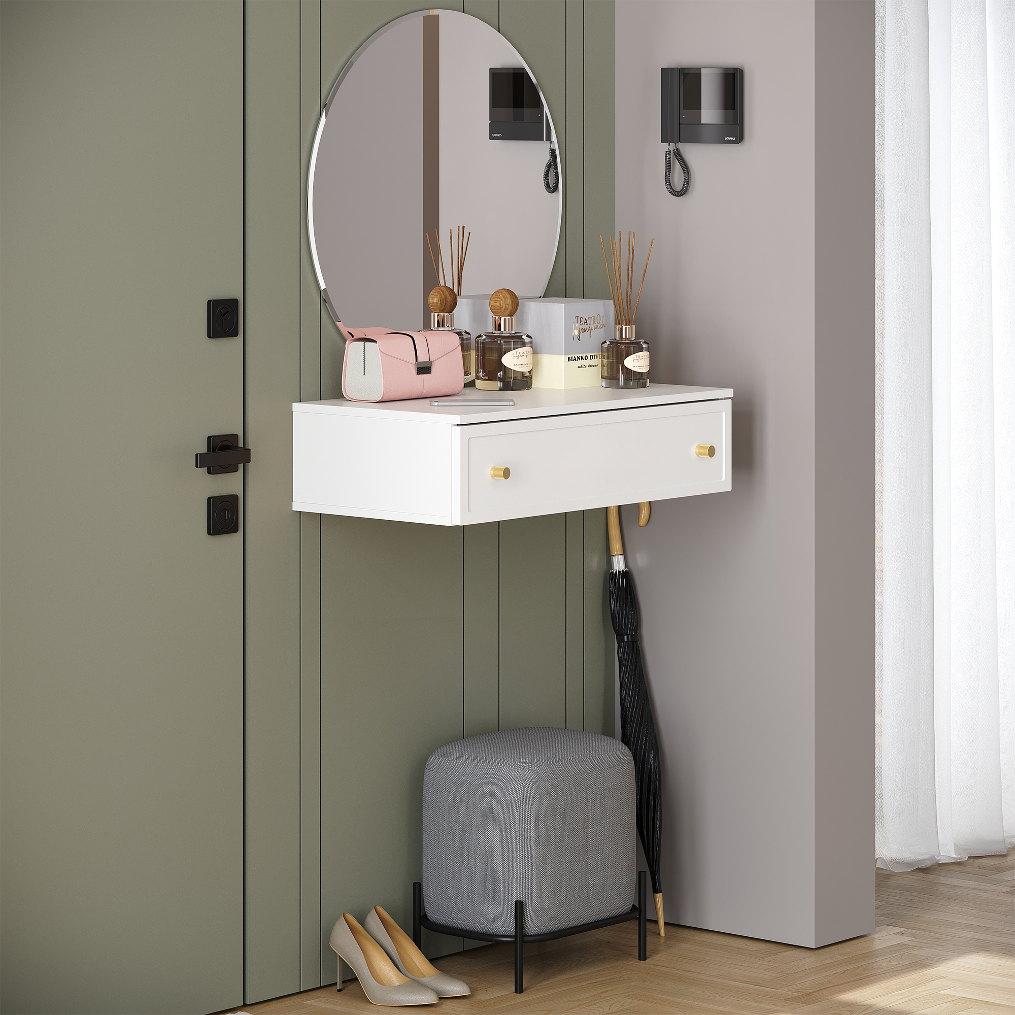 Изображение товара Консоль KONSENSA Лион Амьен 80x20x41.7 см ЛДСП цвет белый