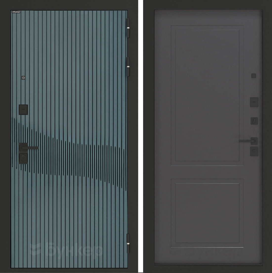 Изображение товара Входная дверь Бункер BN-13 с панелью ФЛ-609 правый 205x88см цвет веллюто верде/графит софт