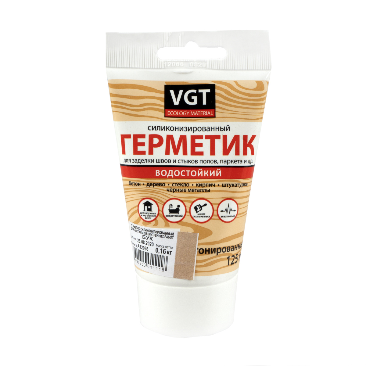 Изображение товара Герметик силиконизированный VGT универсальный бук 0.16 кг Изображение товара Герметик силиконизированный VGT универсальный бук 0.16 кг