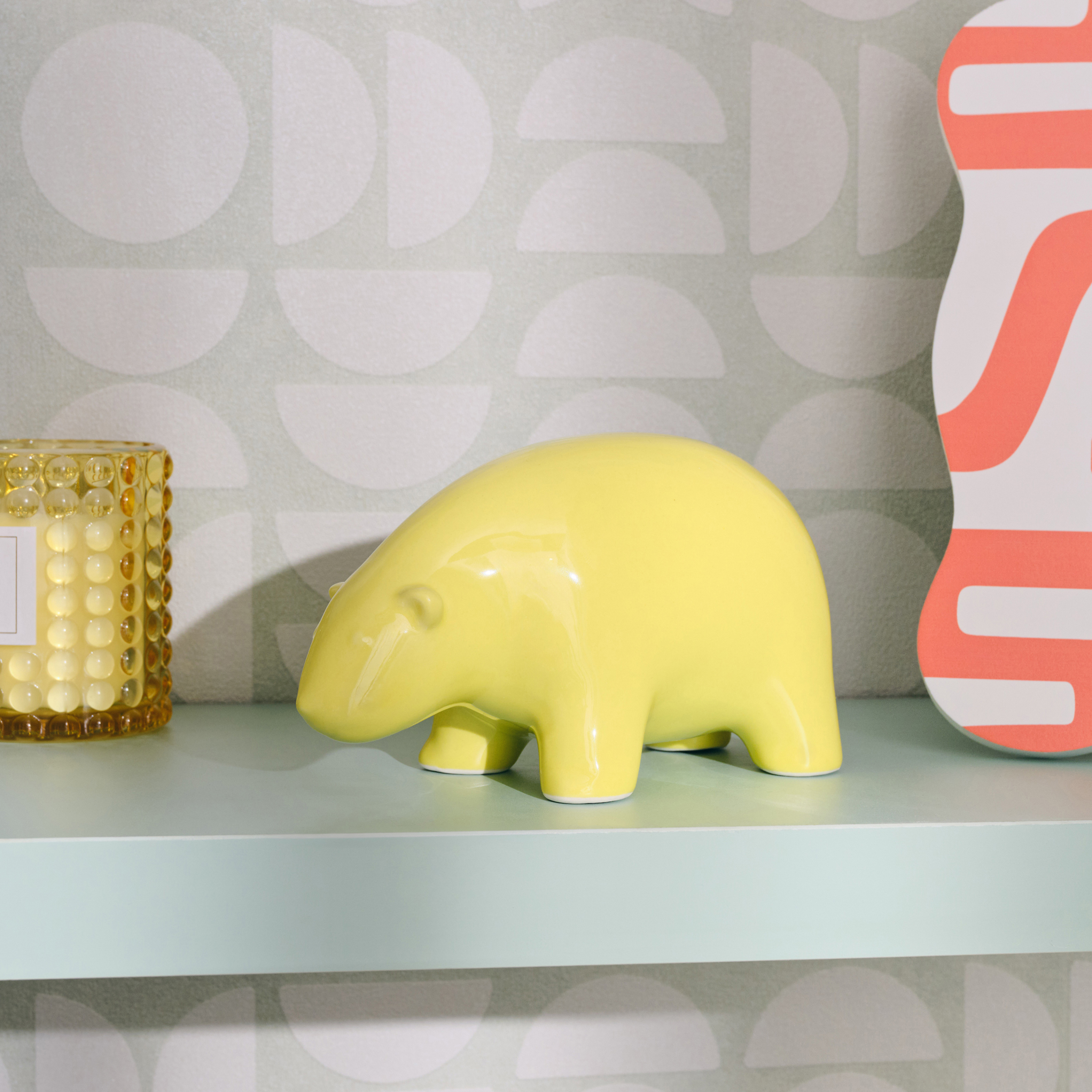 Изображение товара Декоративная керамическая фигура Медведь, желтое золото