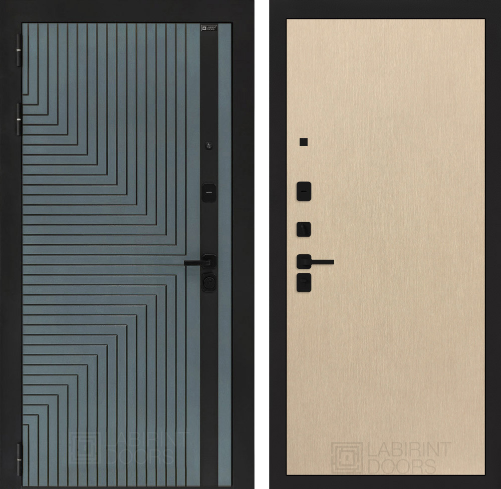 Изображение товара Входная дверь Двери Лабиринт Кредор с панелью П05 левый 205x88см цвет серо-зеленый с патиной/венге светлый