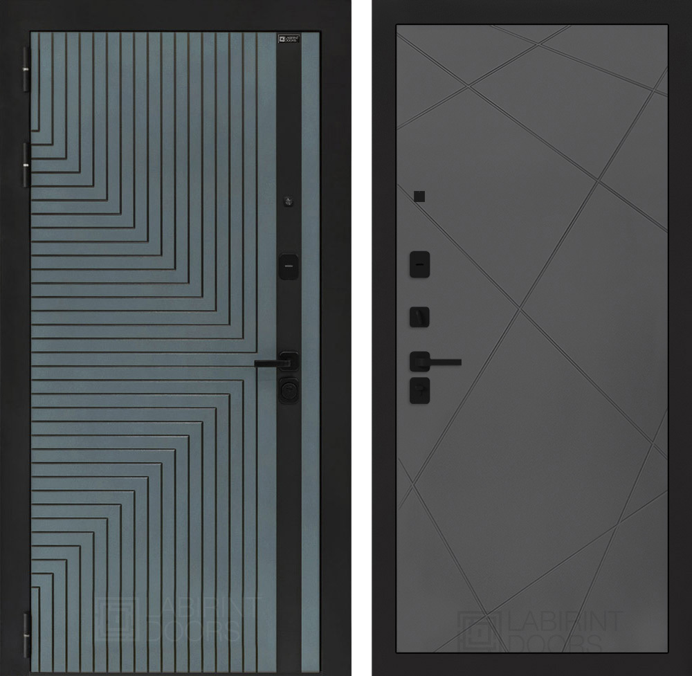 Изображение товара Входная дверь Двери Лабиринт Кредор с панелью П24 левый 205x88см цвет серо-зеленый с патиной/графит софт