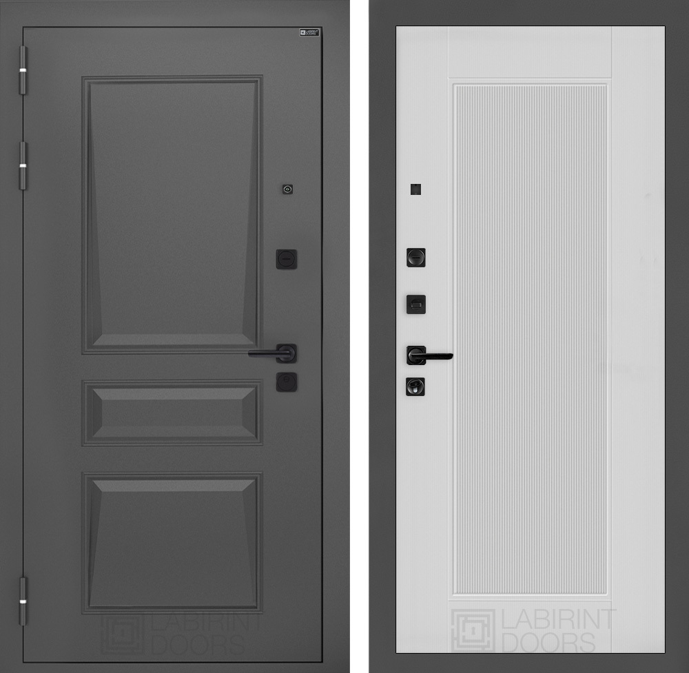 Изображение товара Входная дверь Двери Лабиринт Орлеан с панелью П30 левый 205x88см цвет муар серый 7024 матовый/белый софт