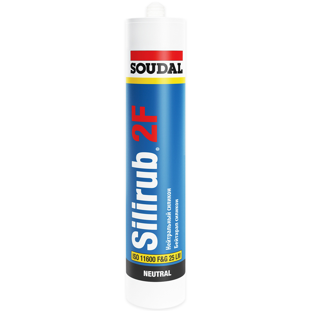 Изображение товара Герметик силиконовый Soudal Silirub 2F нейтральный санитарный серый 300 мл