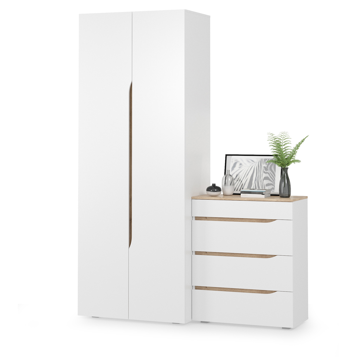 Изображение товара Шкаф распашной MOBI Муссон 13.198+13.97 Белый/дуб эндгрейн элегантный