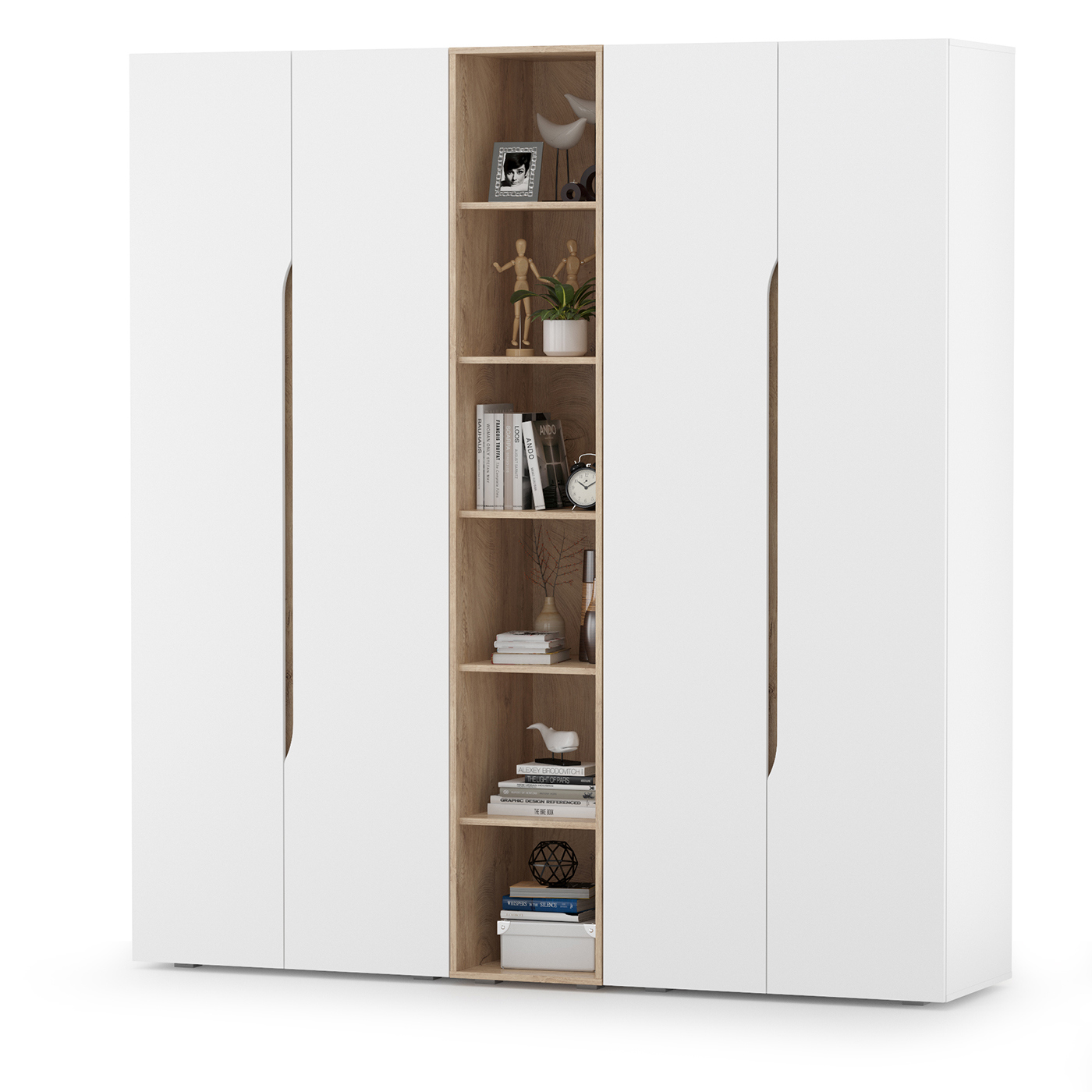 Изображение товара Шкаф распашной MOBI Муссон 2х13.198+13.349 с зеркалом и стеллажом